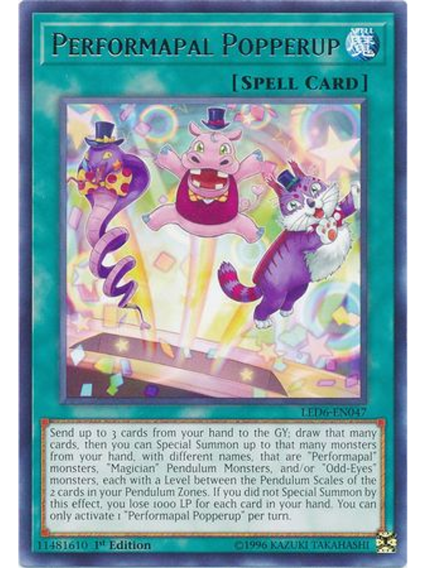 Performapal Popperup - LED6-EN047 - Rare 1st Edition 1