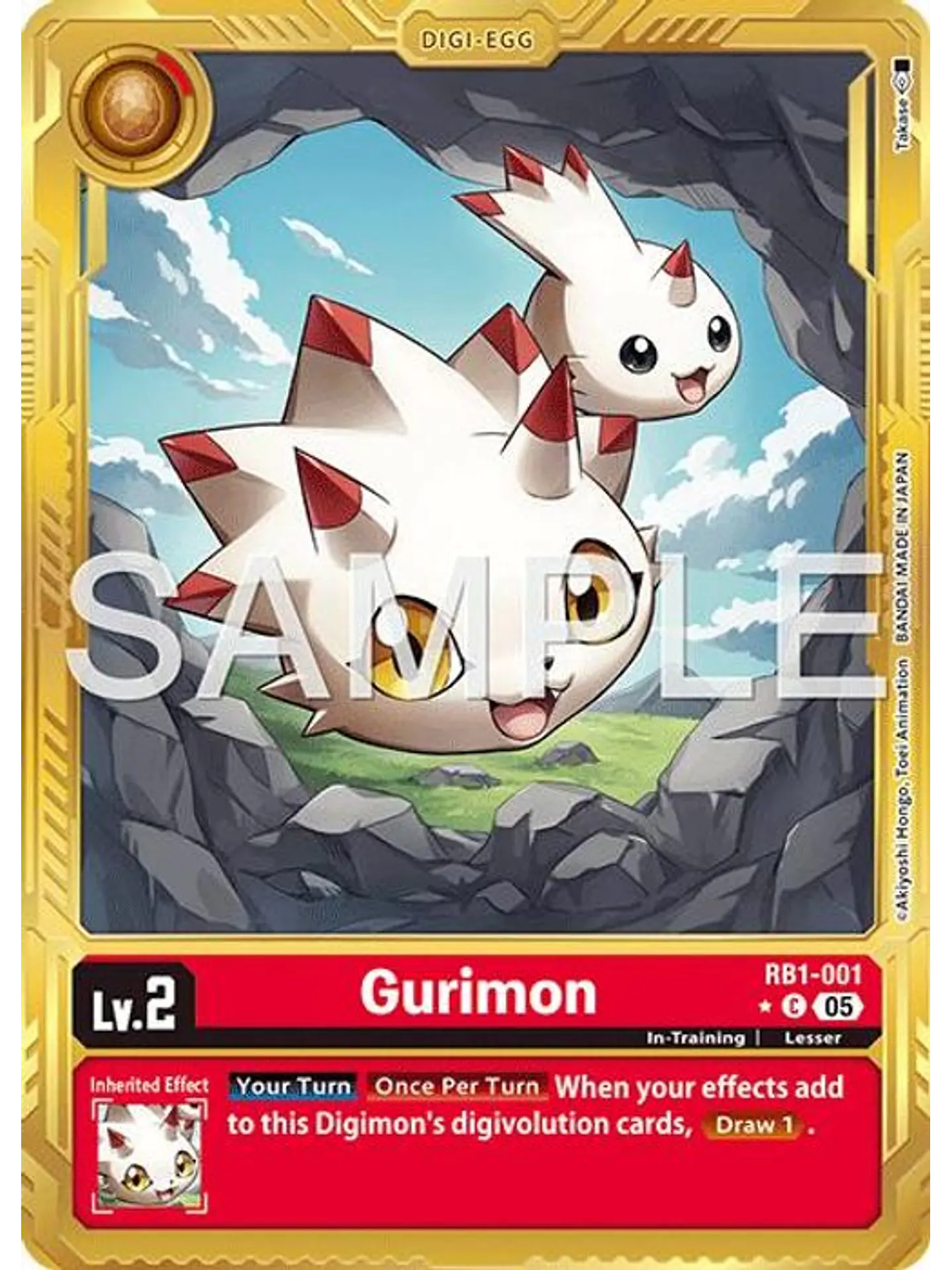RB1-001 (Alternate Art) Gurimon (Gold Border) 1