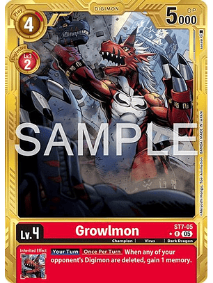 ST7-05 (Alternate Art) Growlmon (Gold Border)