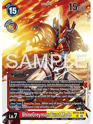 BT13-020 SR ShineGreymon: Burst Mode (AD01 Reprint)