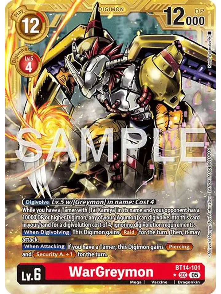 BT14-101 (Alternate Art) WarGreymon (Gold Border) 1