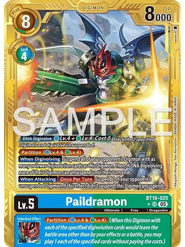 BT16-025 (Alternate Art) Paildramon (Gold Border) 1