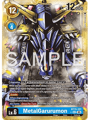BT15-101 (Alternate Art) MetalGarurumon (Gold Border)