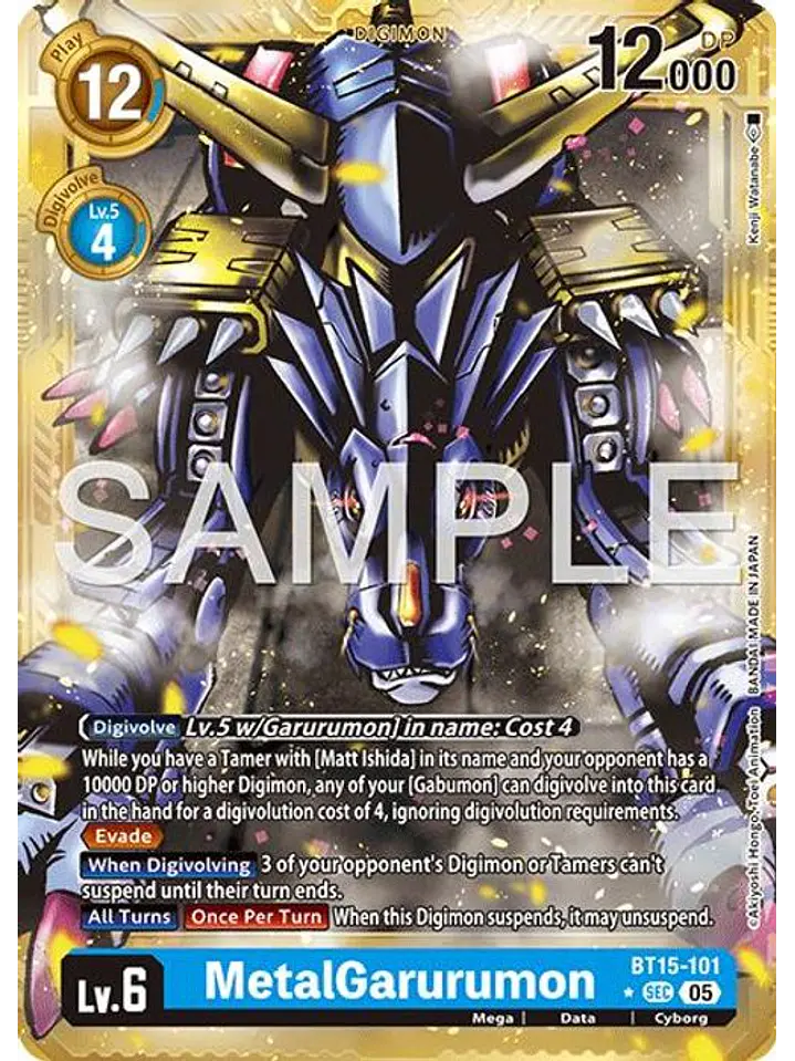 BT15-101 (Alternate Art) MetalGarurumon (Gold Border) 1
