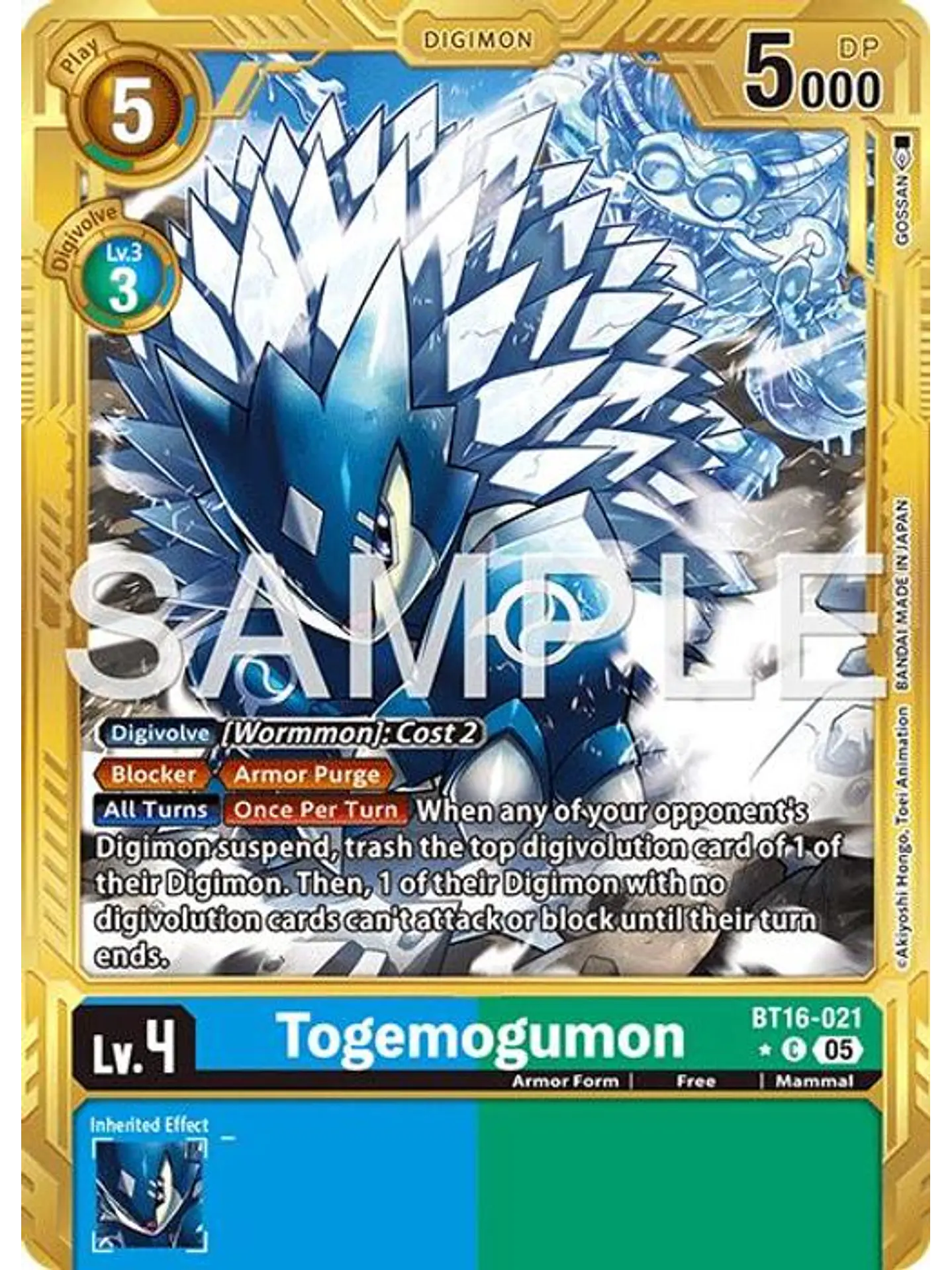 BT16-021 (Alternate Art) Togemogumon (Gold Border) 1