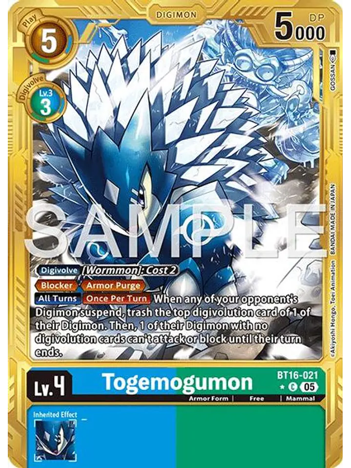 BT16-021 (Alternate Art) Togemogumon (Gold Border) 1