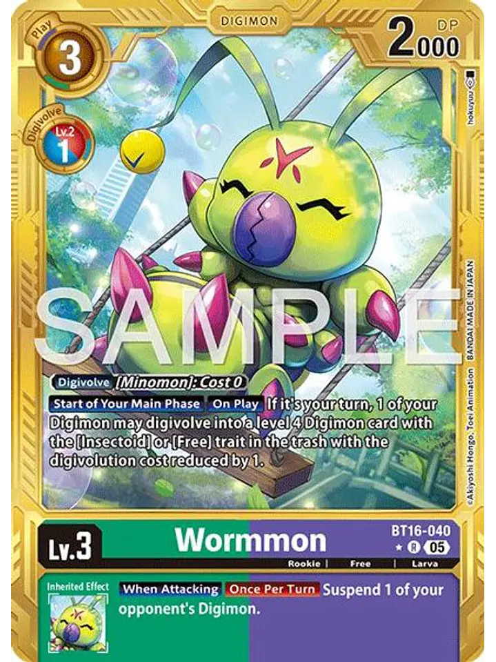 BT16-040 (Alternate Art) Wormmon (Gold Border) 1