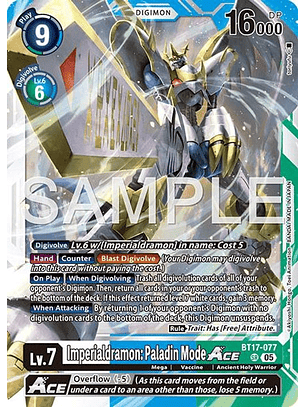 BT17-077 SR Imperialdramon: Paladin Mode ACE (AD01 Reprint)