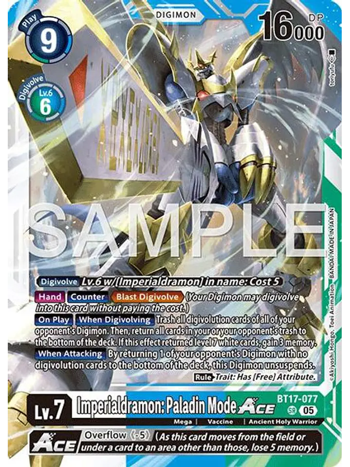 BT17-077 SR Imperialdramon: Paladin Mode ACE (AD01 Reprint) 1