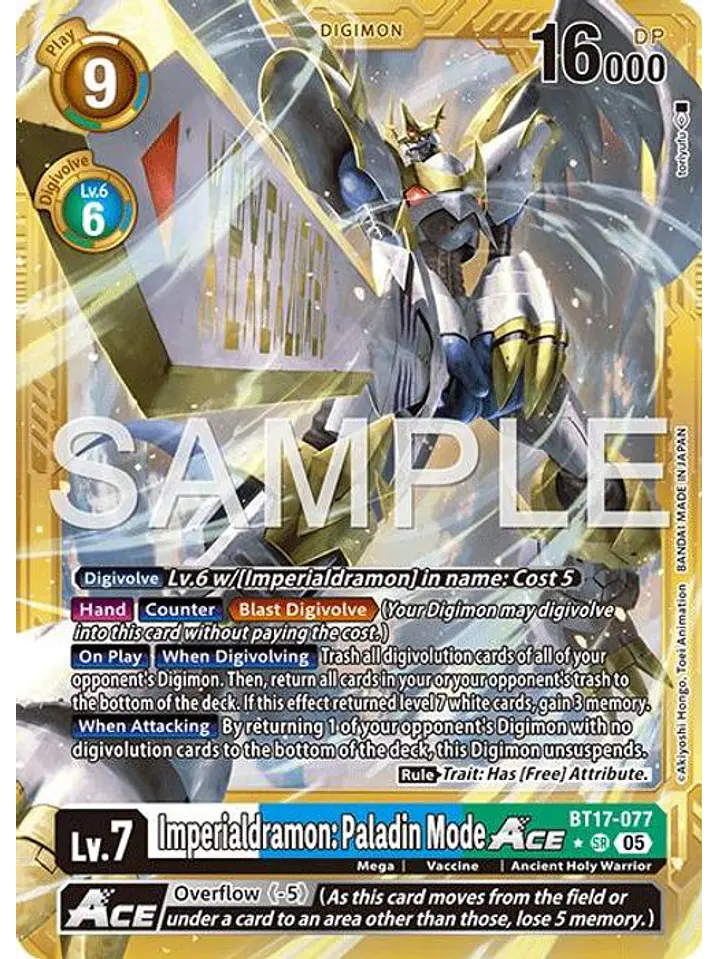 BT17-077 (Alternate Art) Imperialdramon: Paladin Mode ACE (Gold Border) 1