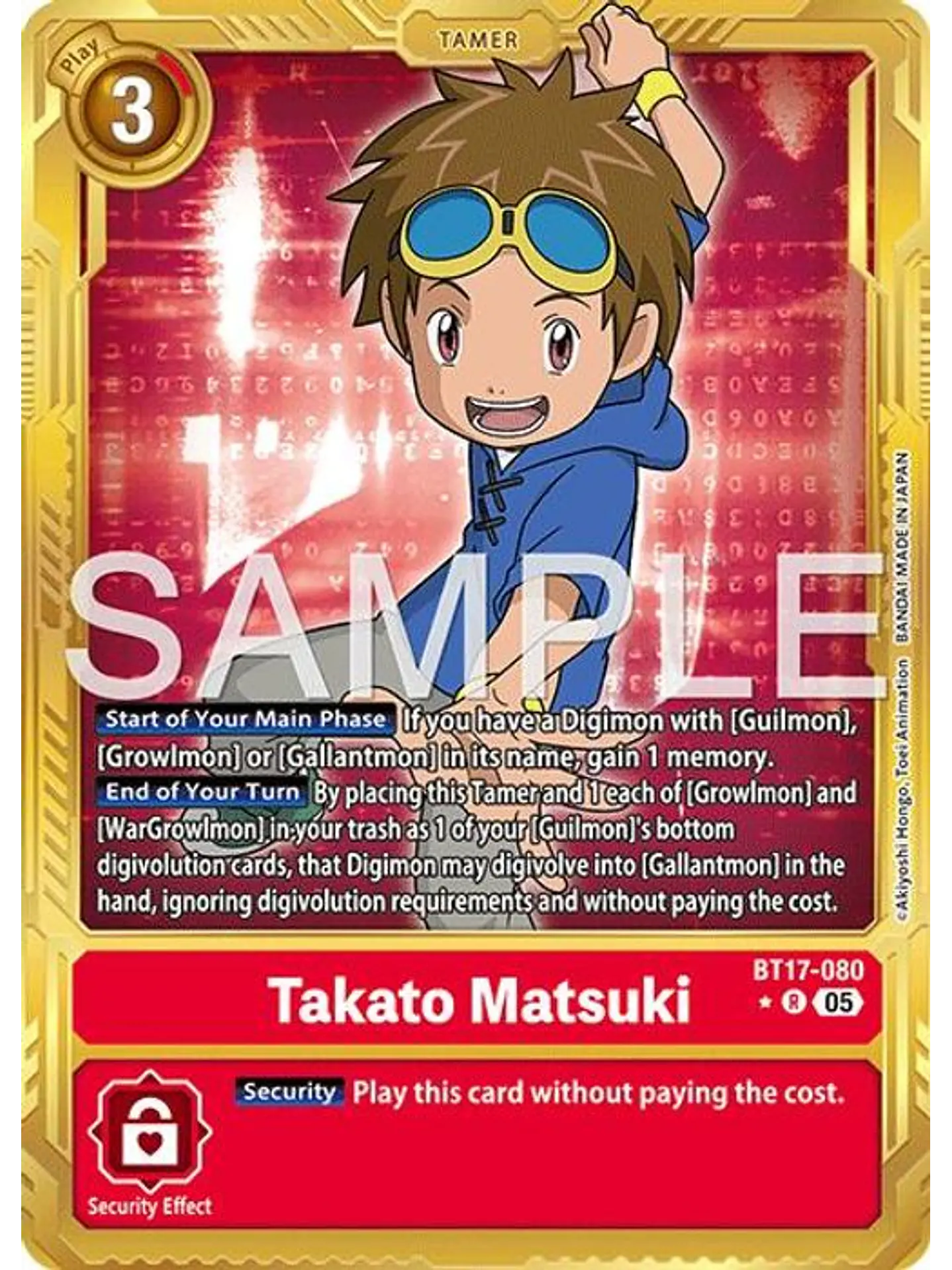 BT17-080 (Alternate Art) Takato Matsuki (Gold Border) 1