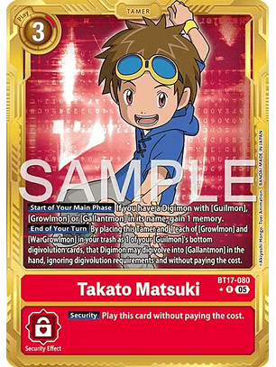 BT17-080 (Alternate Art) Takato Matsuki (Gold Border)