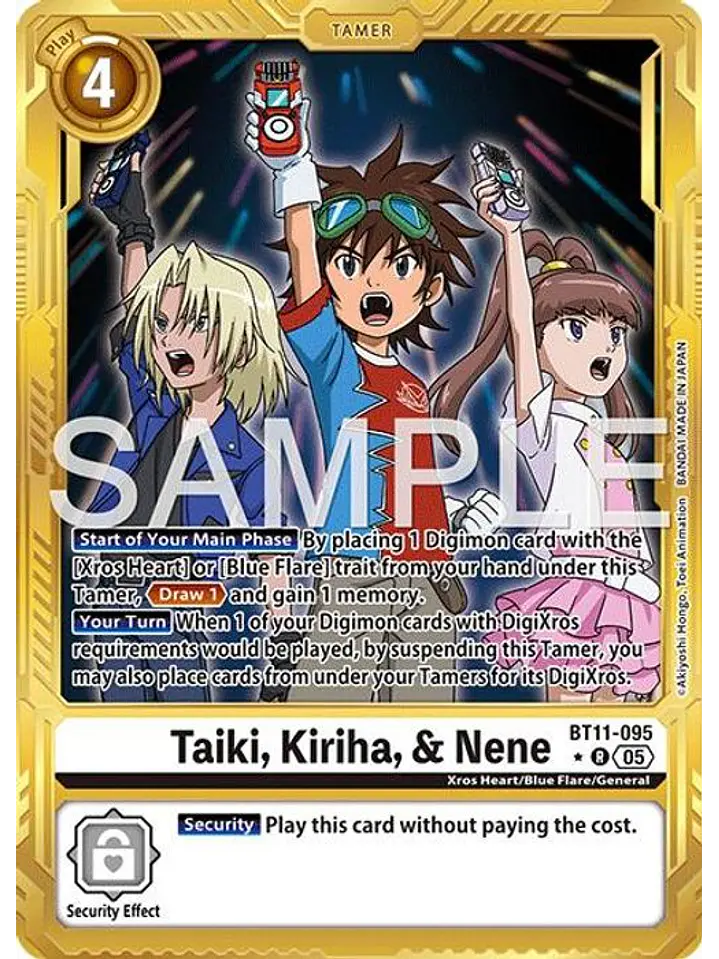 BT11-095 (Alternate Art) Taiki, Kiriha, & Nene (Gold Border) 1