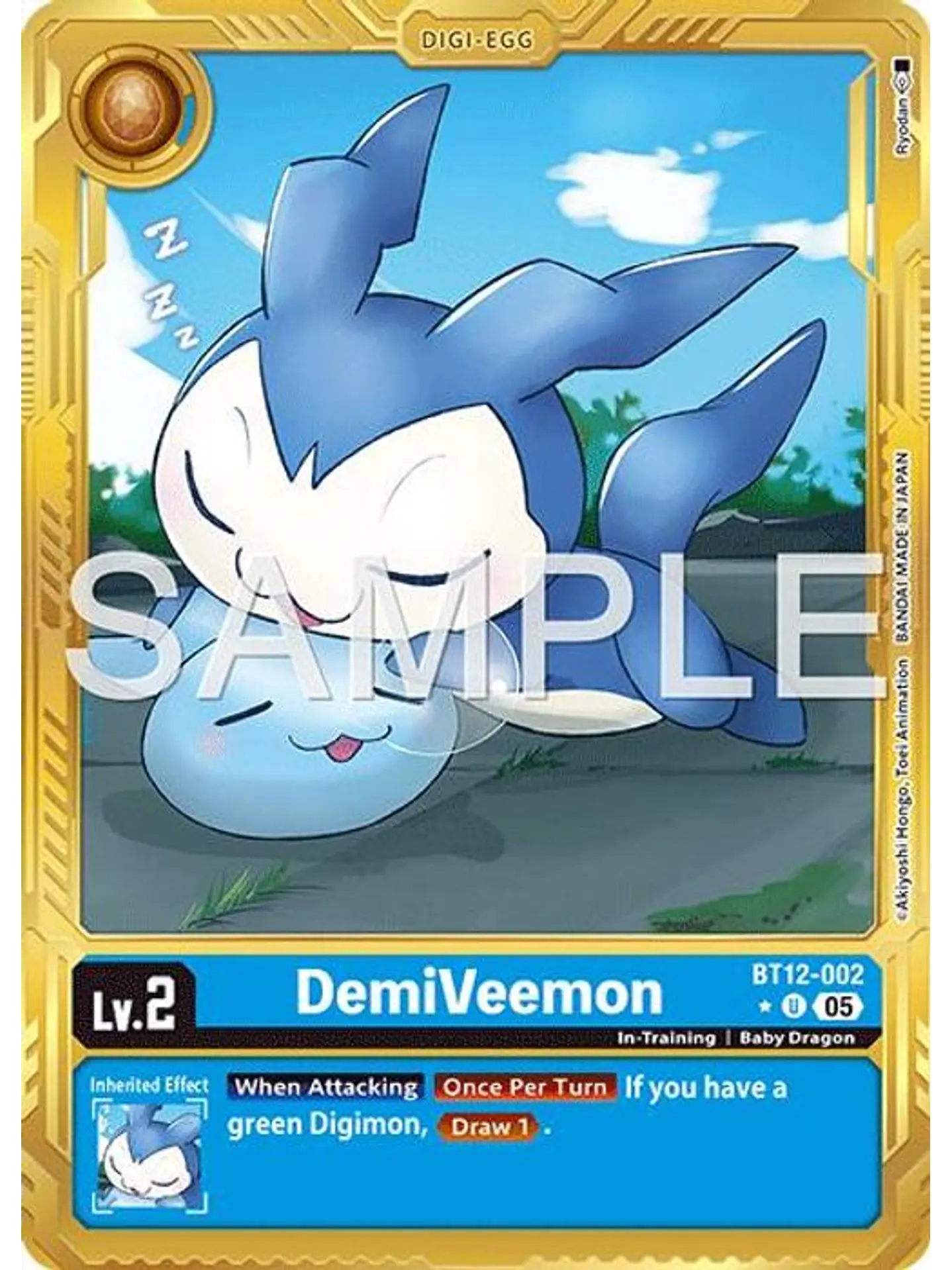 BT12-002 (Alternate Art) DemiVeemon (Gold Border) 1