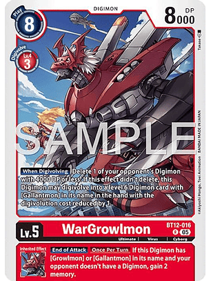BT12-016 R WarGrowlmon (AD01 Reprint)