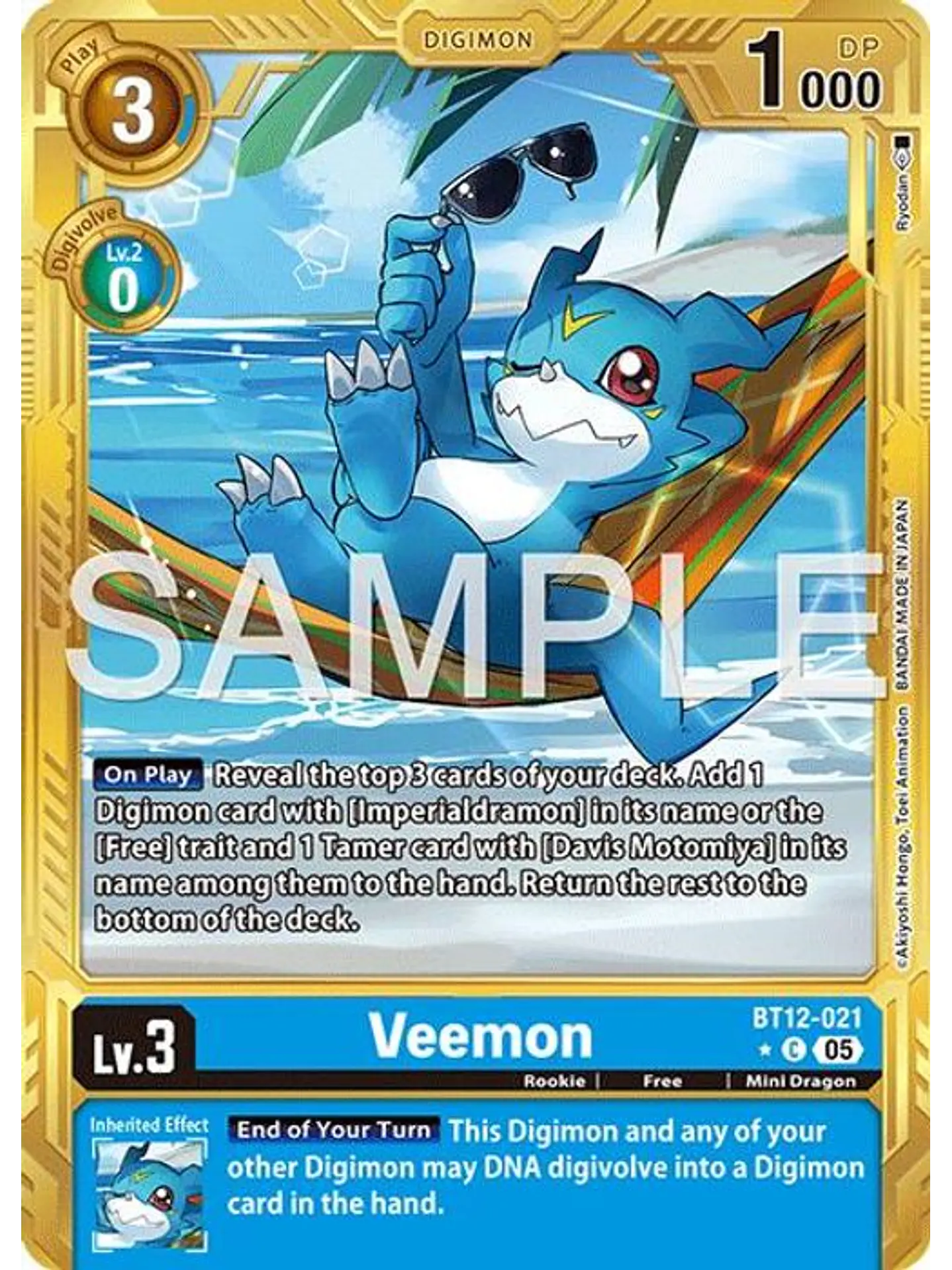 BT12-021 (Alternate Art) Veemon (Gold Border) 1