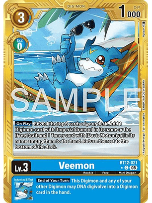 BT12-021 (Alternate Art) Veemon (Gold Border)