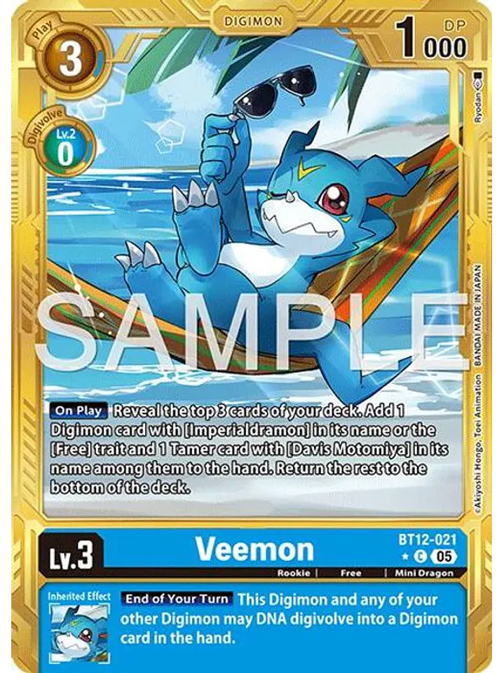 BT12-021 (Alternate Art) Veemon (Gold Border) 1