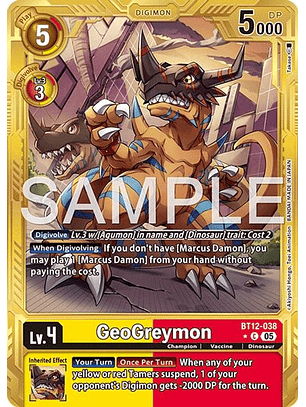 BT12-038 (Alternate Art) GeoGreymon (Gold Border)