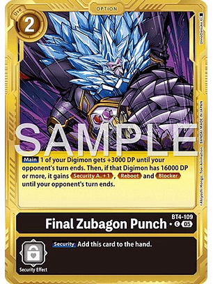 BT4-109 (Alternate Art) Final Zubagon Punch (Gold Border)