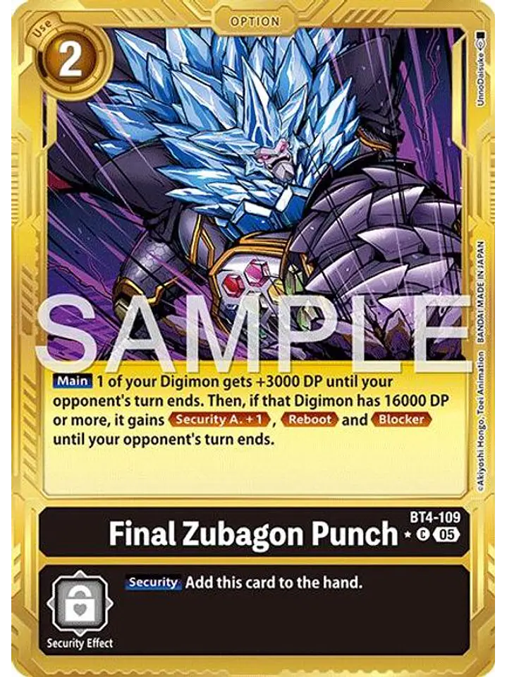 BT4-109 (Alternate Art) Final Zubagon Punch (Gold Border) 1