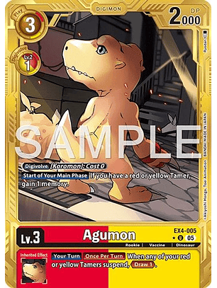 EX4-005 (Alternate Art) Agumon (Gold Border)