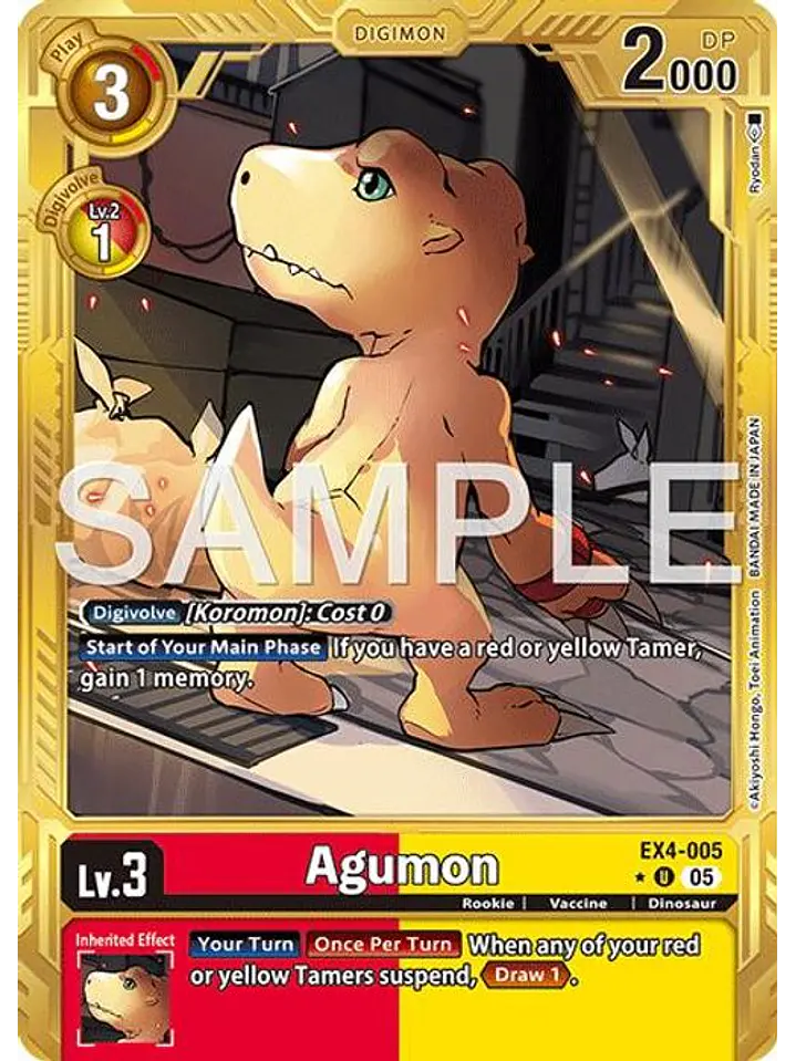 EX4-005 (Alternate Art) Agumon (Gold Border) 1