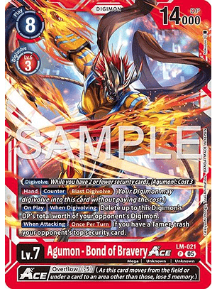 LM-021 P Agumon - Bond of Bravery ACE (AD01 Reprint)