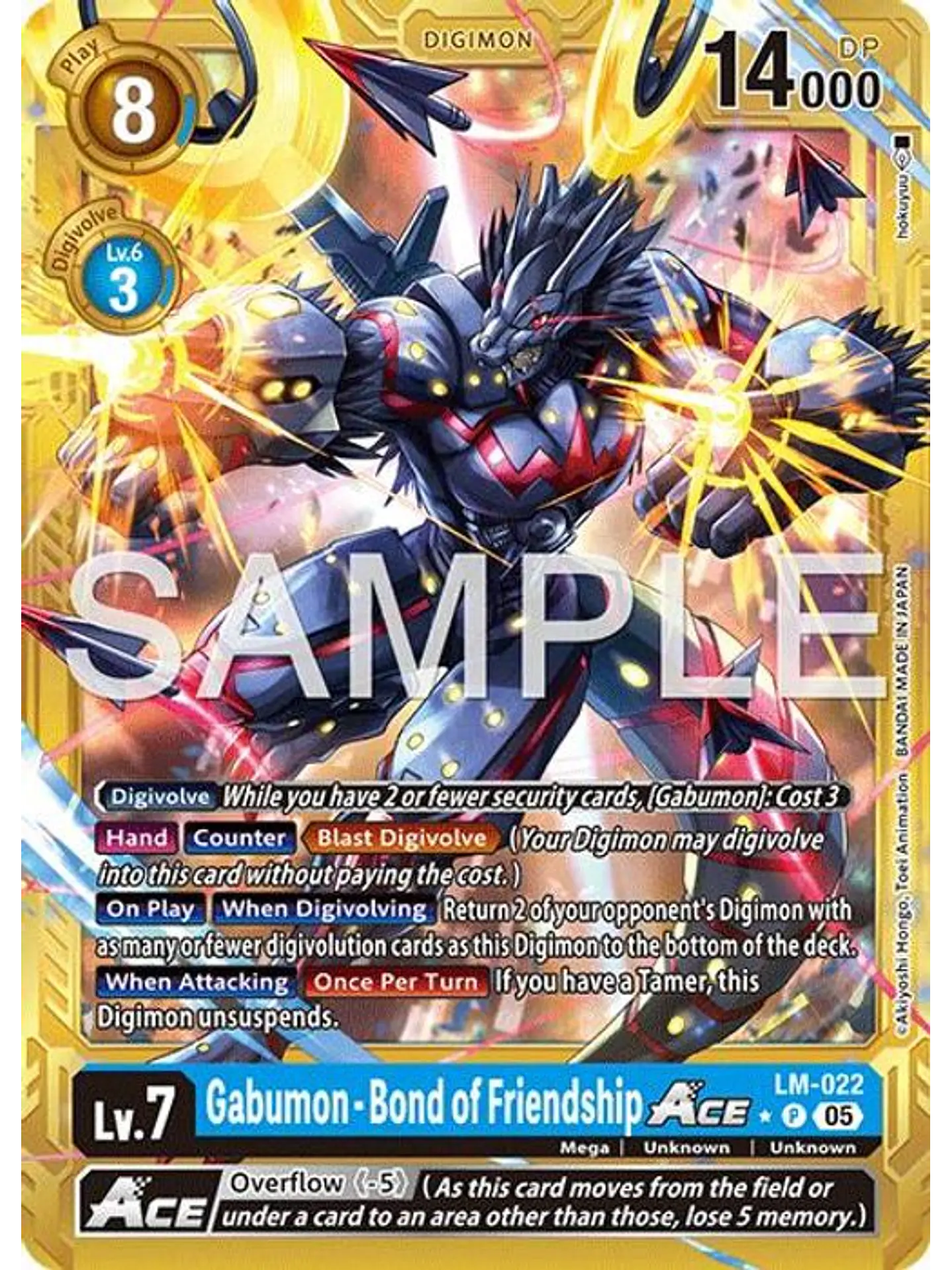 LM-022 (Alternate Art) Gabumon - Bond of Friendship ACE (Gold Border) 1
