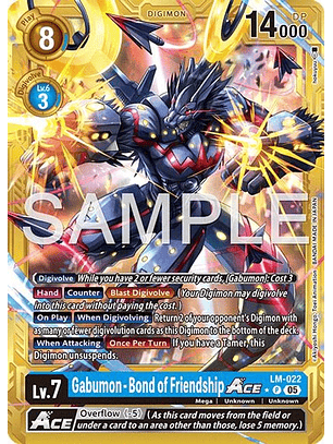 LM-022 (Alternate Art) Gabumon - Bond of Friendship ACE (Gold Border)