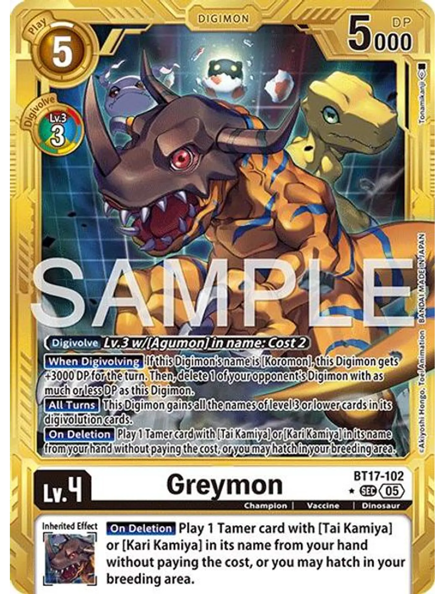 BT17-102 (Alternate Art) Greymon (Gold Border) 1