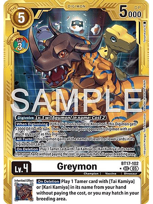 BT17-102 (Alternate Art) Greymon (Gold Border)