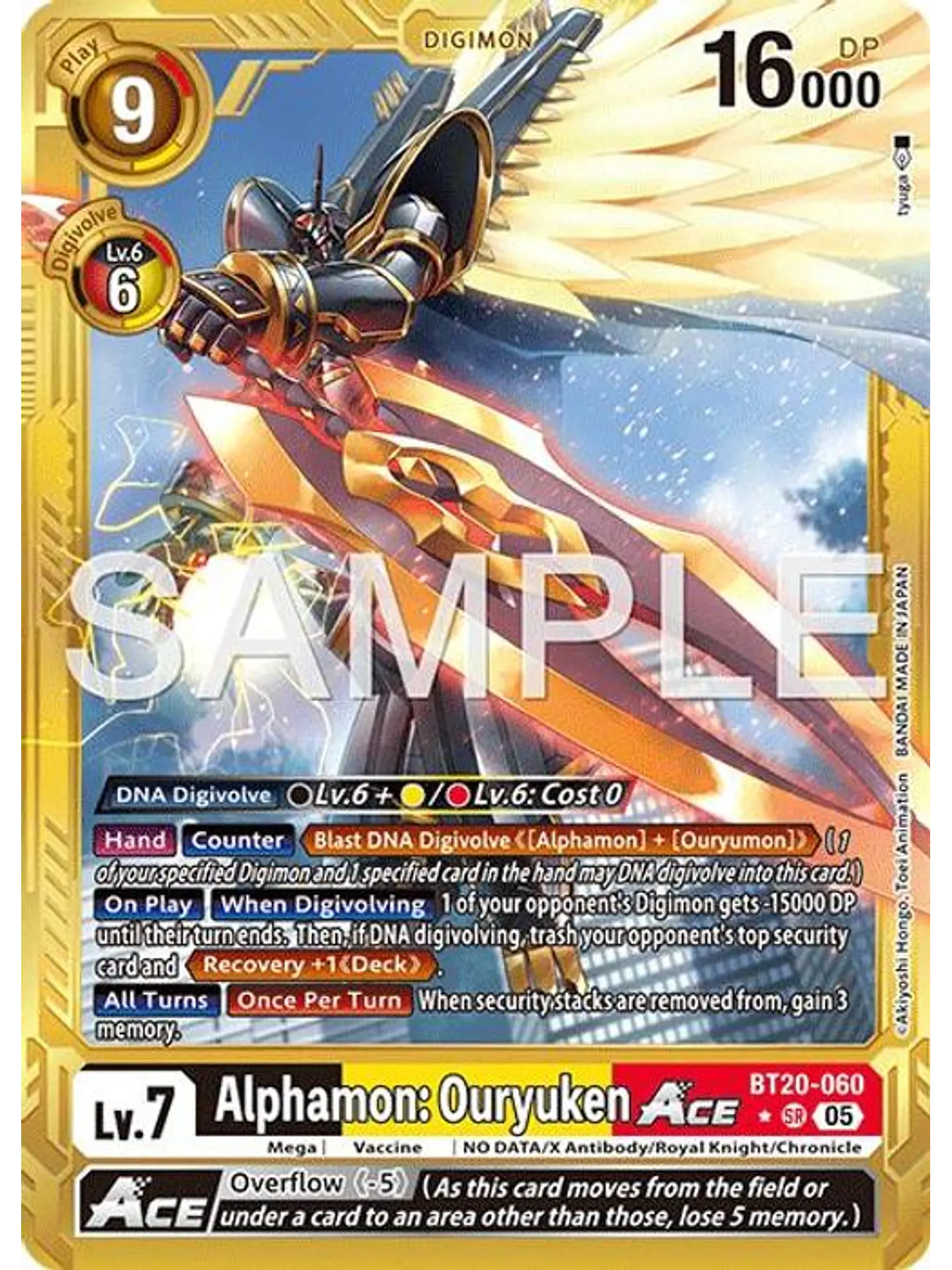 BT20-060 (Alternate Art) Alphamon: Ouryuken ACE (Gold Border) 1