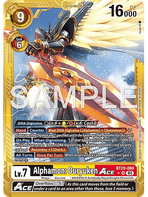 BT20-060 (Alternate Art) Alphamon: Ouryuken ACE (Gold Border)