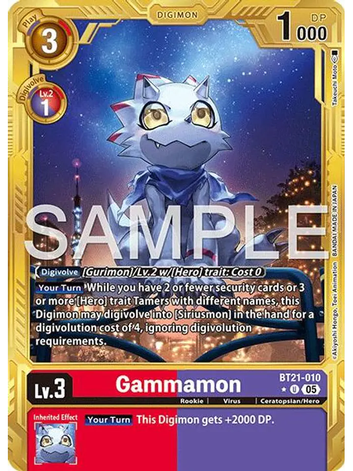 BT21-010 (Alternate Art) Gammamon (Gold Border) 1