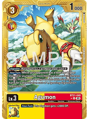 BT21-040 (Alternate Art) Agumon (Gold Border)