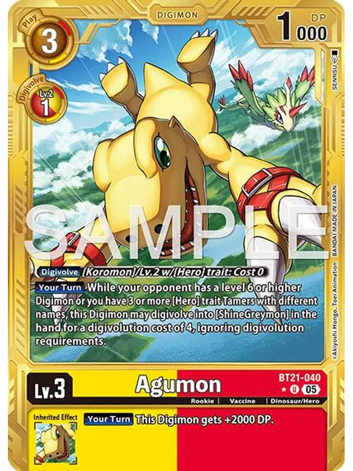 BT21-040 (Alternate Art) Agumon (Gold Border) 1