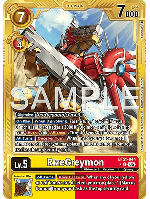 BT21-044 (Alternate Art) RizeGreymon (Gold Border)