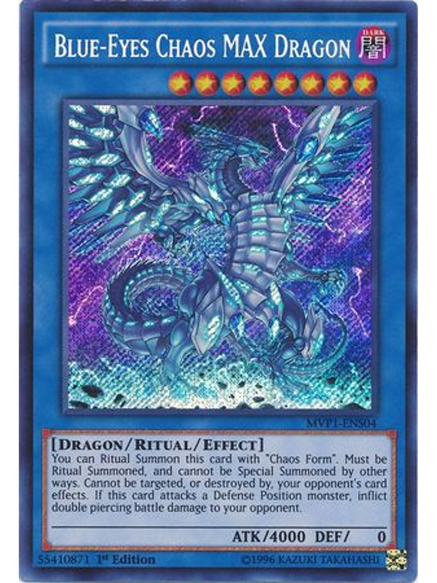 Blue-Eyes Chaos MAX Dragon - MVP1-ENS04 - Secret Rare 1st Edition 1