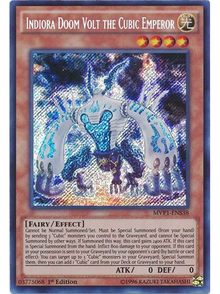 Indiora Doom Volt the Cubic Emperor - MVP1-ENS38 - Secret Rare 1st Edition 1