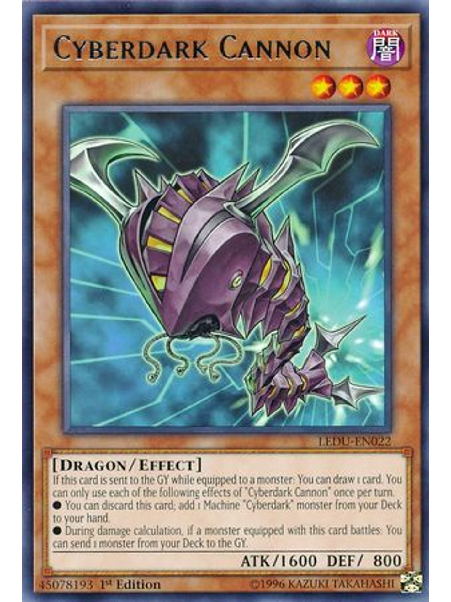 Cyberdark Cannon - ledu-en022 - Rare 1st Edition 1