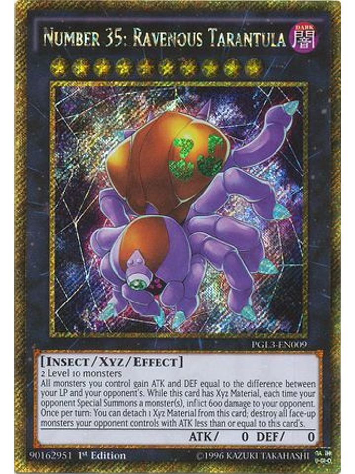 Number 35: Ravenous Tarantula - PGL3-EN009 - Gold Secret Rare 1st Edition 1