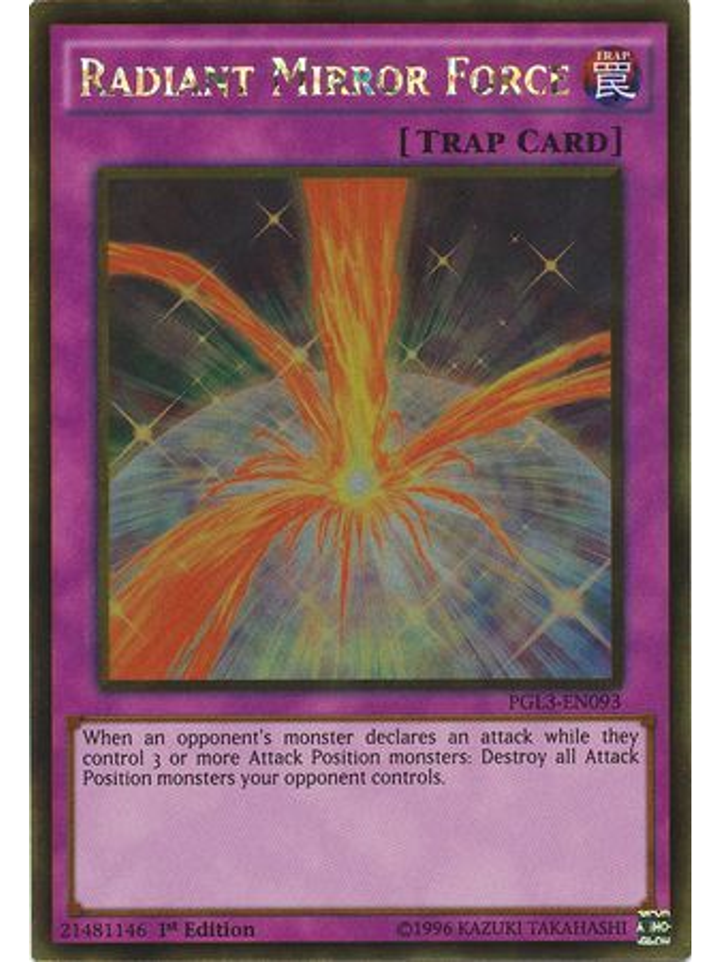 Radiant Mirror Force - PGL3-EN093 - Gold Rare 1st Edition 1