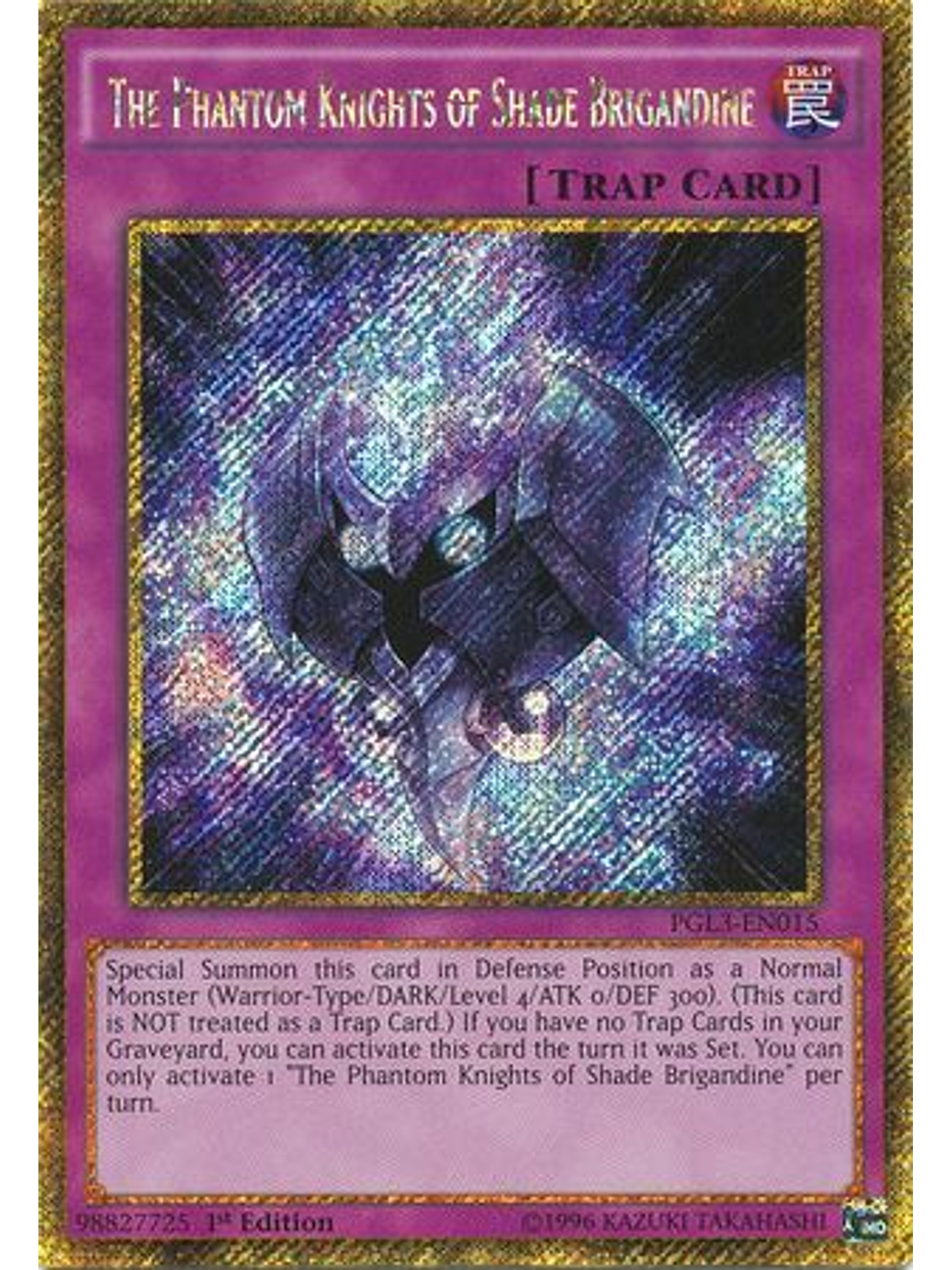 The Phantom Knights of Shade Brigandine - PGL3-EN015 - Gold Secret Rare 1st Edition 1