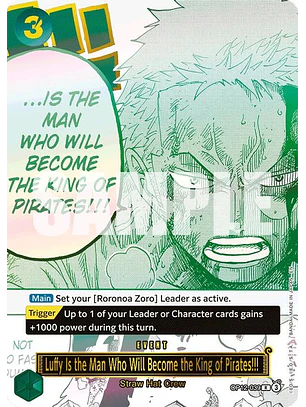 OP12-039 (Alternate Art) Luffy Is the Man Who Will Become the King of Pirates!!! (Japanese Version 3rd Anniversary Set)