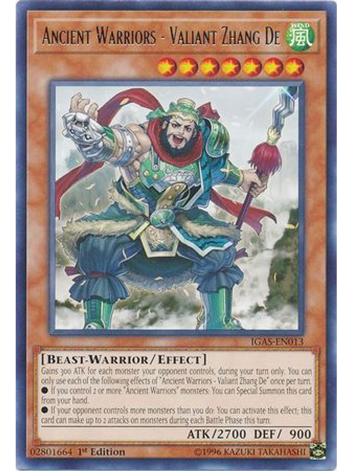Ancient Warriors - Valiant Zhang De - IGAS-EN013 - Rare 1st Edition 1