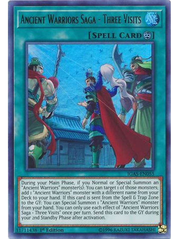 Ancient Warriors Saga - Three Visits - IGAS-EN055 - Ultra Rare 1st Edition 1