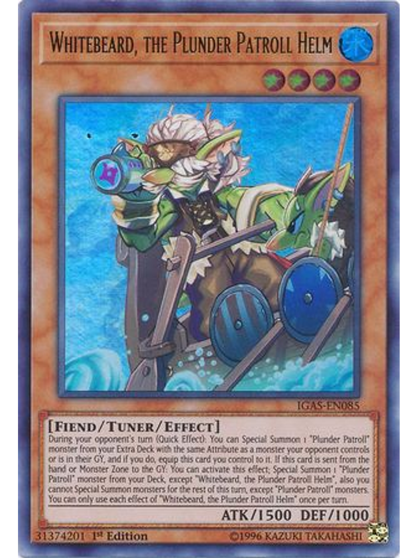 Whitebeard, the Plunder Patroll Helm - IGAS-EN085 - Ultra Rare 1st Edition 1