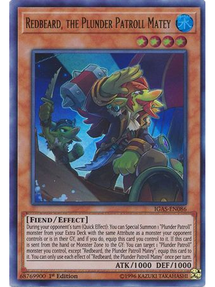 Redbeard, the Plunder Patroll Matey - IGAS-EN086 - Ultra Rare 1st Edition 1