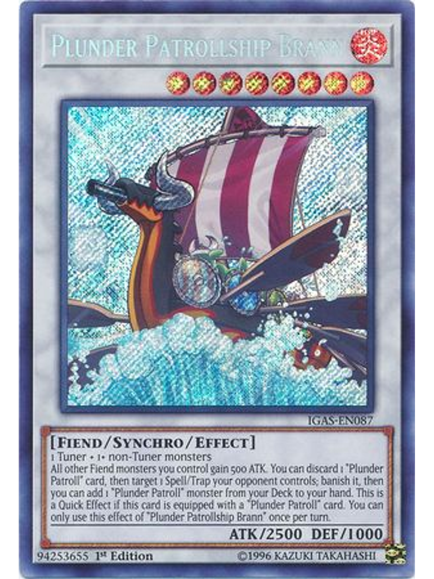 Plunder Patrollship Brann - IGAS-EN087 - Secret Rare 1st Edition 1